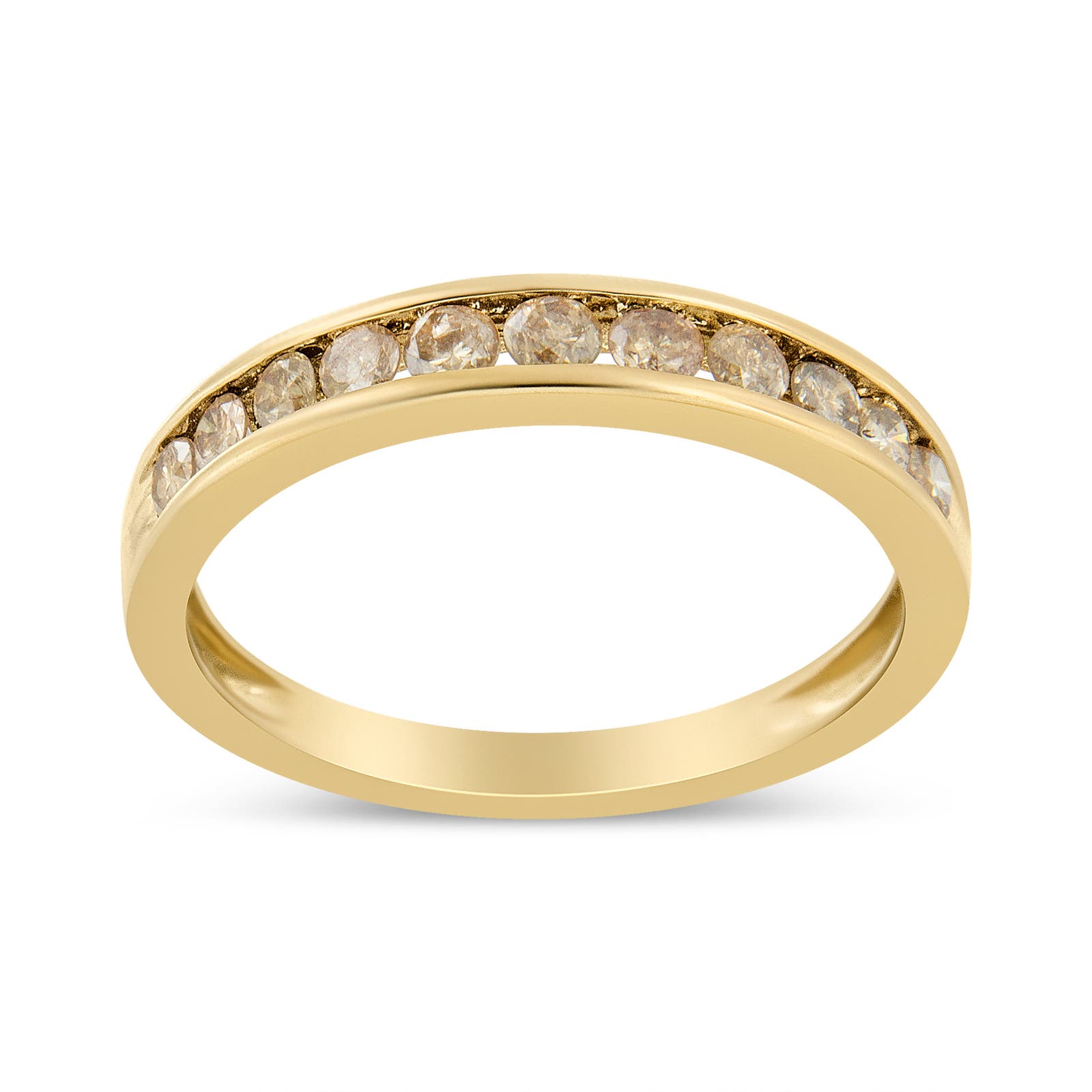 14k Yellow Gold Plated Sterling Silver 12 Ct Channel Diamond Ring
